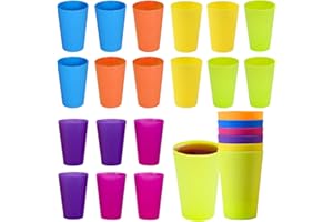 LOVESMILE 24 Pièces Gobelets Plastiques Réutilisables, 250 ml Gobelet Plastique Reutilisable, 6 Couleurs Verres Plastiques Réutilisables, Gobelet Plastique Convient pour Anniversaire Fête Rassemblement Pique