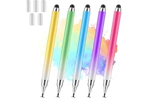 AmberVec Stylus Pens for Touch Screens, Universal 2 in 1 Stylus Pen for iPad Compatible with iPhone, iPad, Android, Microsoft Tablets, Phones, Surface,[5 Pack]-Blue,Green,Pink,Purple,Yellow