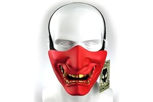 ATAIRSOFT WorldShopping4U Demi-Masque Tactique de Protection en Plastique pour Paintball Airsoft Cosplay Kabuki Samouraï Démon