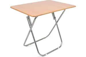 THE SECRET HOME - Mesa Cuadrada Plegable Portátil - Color Natural - Largo 70 cm x Ancho 70 cm - Mesa de Madera y Metal - Ideal para Cocina, Terraza o Jardín (Madera, Largo 80 x Alto 70 x Ancho 60 cm)