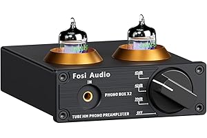 Fosi Audio BOX X2 Preamplificatore Phono, Amplificatore per Giradischi MM, Tre Modalità di Guadagno Commutabili, Valvolare Tubo Vuoto Sostituibile, Preamplificatore Hifi con RCA/AUX 3,5 mm, per Phono