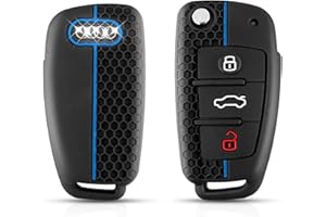 Kesiku Audi Schlüsselhülle für Audi A1 A3 A4 A6 S3 S4 S6 Q3 Q5 Q7 TT RS4 RS6 R8 Seat Exeo Schlüssel, Audi A3 Schutzhülle TPU, Autoschlüssel Hülle Audi Silikon - 3 Tasten Blaue Linie