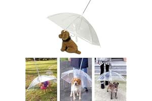 LUNJI Autone Small Dog Cat Pet Umbrella With Chain,Portable Transparent Walking Umbrella For Dog