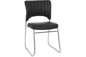 hjh OFFICE 706801 Caspi V Chaise Visiteur en Cuir synthétique avec Cadre en Patins, Dossier pour Salle d'attente, Bureau Noir