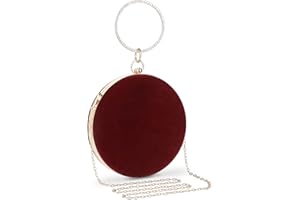 UBORSE Clutch Damen Rund Samt Abendtasche Vintage Brauttasche Elegant Handtasche mit Kette Geldbörse Umhängetasche Portemonnaie Tasche für Hochzeit Abendparty Tanzparty Geburtstag