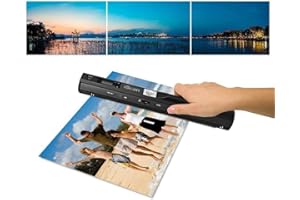 MICROWARE TopGreat Mini scanner portatile per scanner di documenti e scontrini portatili di grande capacità per PC e Mac adatto per aziende, formato JPEG/PDF di ricevute (900 DPI, batteria AA)