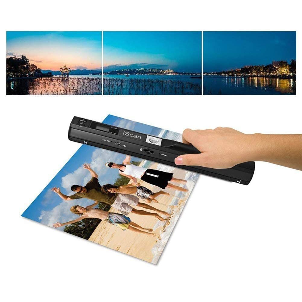 Microware iScan Portable Handheld Wand Wireless Document & Images Scanner A4 Size 900DPI JPG/PDF Formate LCD Display for Business Reciepts Books