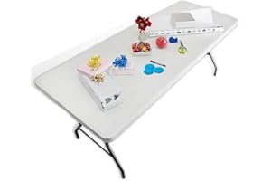 1 Click Buy 6ft Table, Folding Utility Table, Fold-in-Half Portable Plastic Picnic Christmas Party Dining Camp Table (White)