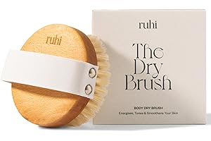 ‎RUHI ruhi® Körperbürste, Trockenbürste, Massagebürste rund aus Naturborsten gefertigt in Deutschland/regionales Buchenholz/plastikfrei/zur Trockenbürste Massage (dry brush) Lymphdrainage gegen Cellulite