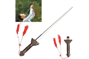 Brussels08 Stainless Steel Dull Sword Toys with Tassel Swallowing Illusion Flexible Street Magic Trick Retractable Sword Prop Cosplay Costume for Exercises Performance Martial Arts