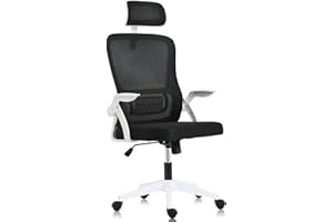 AnYu Furniture Silla de Oficina Ergonómica, Silla para Juegos con Soporte Lumbar, Silla de Oficina con Patas de Plástico, Asiento de Oficina Cómodo con Bracciolo 2D
