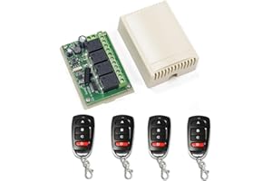 QIACHIP Interruttore RF wireless 433Mhz a lungo raggio DC 12V 4CH 4Channel Interruttore di controllo remoto wireless, modulo ricevitore relè, interruttore a levetta trasmettitore relè RF