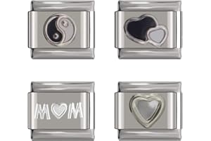 AWEHIRU Bundle Charms 7 | 1pc Purple Heart Charm | 1 Silver Solid Heart Charm| 1pc Pink Heart Charm | 1pc SIlver Outlined Heart Charm | UK stock