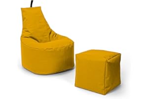 Nadimaideal Sitzsack XL - XXL für Kinder, Teenager & Erwachsene | Indoor & Outdoor | bereits gefüllt | Sitzsack Gaming | Füllung EPS Perlen (Gelb, XXL - Durchmesser 80 cm für Erwachsene)