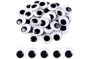 NTEK Wiggle Googly Eyes Self Adhesive, Round Black White Sticky Wobbly Eyes Plastic Craft Eyes, Googly Wobbly Wiggly Stick-on Eyes Children Kid Craft Arts (12MM, PACK OF 200)