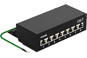 FGB Panneau de brassage CAT 7 8 ports - Montage sur table / mural / bureau - Blindé - 8 prises RJ45 - Panneau de distribution LSA pour commutateur réseau Gigabit