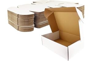 Giftgarden Caja de Cartón Kraft 28x20.4x5.1 cm, Color Blanco, Cajitas de Carton Corrugado para Envíos, 25 Unidades