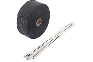 SOULONG Exhaust Heat Wrap, Professional High Performance Exhaust Heat Wrap Cable One Roll and 10pcs Cable Ties Pipe for Motorcycle 10m x 50mm (Black)