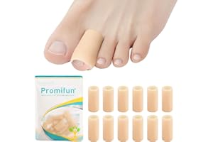 Promifun Protectores de silicona para dedos de los pies, paquete de 12 almohadillas de gel suave para aliviar el dolor, funda de silicona para dedos en martillo, callos, ampollas(Beige)