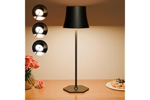 EUARY Lampada LED Ricaricabile Senza Fili,Adatta Tavolo,Comodino,Scrivania,Soggiorno,Ambienti Interno,Esterno.3 Temperature Colore Regolabili,Caricamento USB (Light Black)