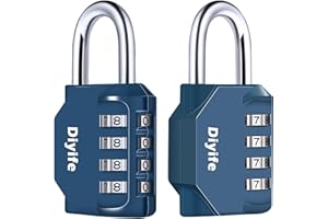 Diyife 2 Sztuki Zamka Szyfrowego 4-Cyfrowego, Wodoodporny Kłódka Solidna i Bardzo Stabilna do Bram Ogrodowych, Garaży, Ogrodzeń - 2 Sztuki w Kolorze Ciemnoniebieskim