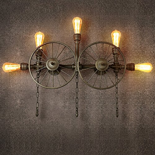 Preisvergleich Produktbild Persönlichkeit Retro Wandleuchten European Style Retro Cafe Industrie Wind Aisle Balkon Lampen American Style Restaurant Bar Eisenrad Wasserrohre Wandleuchte Wandleuchte YANGFF- Wandleuchten ( größe : L )
