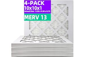 QINGZHUG 10x10x1 MERV 13 (4-Pack) Pleated Air Filter (Actual Size: 9.50" x 9.50" x 0.75") MPR 1900 & FPR 10, Furnace Air Filters