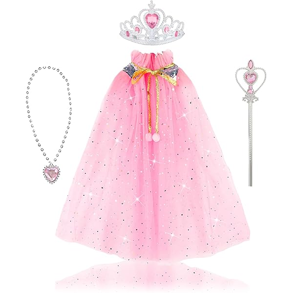 Mantello Da Principessa Bambina Con Corona - Paillettes Lucide, Per Costume E Party - Foto 8