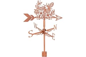 SUPERDANT Girouette de Jardin Exterieur en Forme d'abeille et de Fleur Instrument de Mesure de la Direction du Vent en Cuivre Rouge Installation Girouettes Ferme Arrière Cour Deco Jardin Exterieur