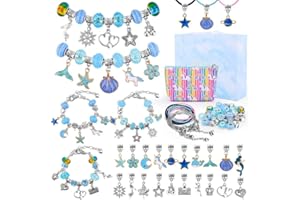 Cugybue Perline per Braccialetti Kit Fai da te Ragazza, Kit per Creare Braccialetti con Ciondoli Collana Kit per Creazione di Gioielli per Ragazze Adulti Regali Bambini 6-12 Anni,Blu