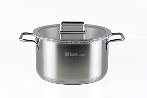 lätt Home Casserole en acier inoxydable de 24 cm de diamètre, adaptée pour cuisinières à induction, vitrocéramique, gaz électrique et four - Couvercle avec bord en silicone - Fond Full Induction 5