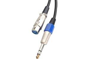 Futheda Câble femelle XLR vers prise jack stéréo 6,35 mm TRS - Signal équilibré - Câble audio de micro 0,5 m - Noir