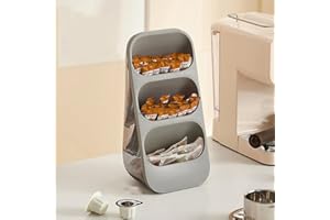 Hosoncovy Organizer per bustine di tè, capsule di caffè, zucchero, 3 strati, contenitore per bustine di tè, porta bustine di tè, scaffale per bustine di tè, supporto per armadietti e piani di lavoro