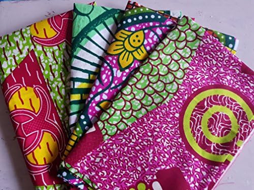 4 Fat Quarter Bundle African fabric Wax print Ankara ideal for quilting - craft supplies