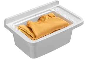 Avilia Lavadero de exterior – Lavabo de pared para lavar ropa a mano, ideal para jardines, terrazas, camping, con superficie antideslizante, de resina, 50 x 35 x 24 cm, blanco