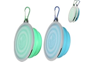 SLSON Collapsible Dog Bowls 2 Pack Dog Travel Bowl with Lid and Carabiners Pet Feeding Water Bowl Portable Dog Feeder for Walking, Travelling and Daily Use(350ml)