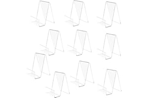 Clear Acrylic Book Stand, hicoosee 10 Pieces Transparent Book Display Stand for Displaying Books, Notebooks, Picture Albums, Picture Books, Menu, Magazine
