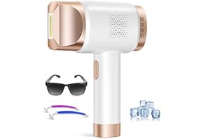 DEPLITE Depiladora Luz Pulsada con Función de Refrigeración, Max 20.5J, 600NM-1200NM Luz Roja, 3 en 1 Depiladora Laser con Pantalla táctil LCD, 9 Niveles de Energía para Línea del Bikini, Cara y Cuerpo Blanco