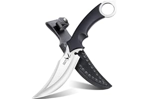 Golden Bird cuchillo de caza con funda de cuero de la PU, bushcraft cuchillo cuchillo de supervivencia, cuchillo de cinturón para acampar, cuchillo de supervivencia camping cuchillo al aire libre