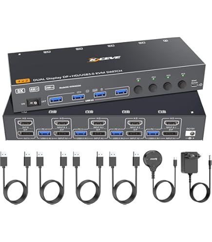 VPFET 4K144Hz HDMI KVM Switch 2 PC 3 Monitoren 8K60Hz 2