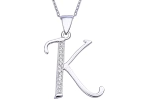 VIKI LYNN Collier Pendentif Lettre Initial en Mon Collier Prénom DIY Les Noms avec Les Lettres! - Idée Cadeau pour Vos Amis - Argent Fin 925 et Oxyde de Zircon Serti (Lettre A)