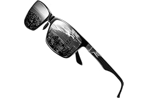 DUCO Męskie polaryzacyjne okulary przeciwsłoneczne z prostokątną metalową oprawką i włóknem węglowym, nogi UV400 CAT 3 8206