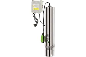 RIBIMEX Ribiland 07366 - Pompe de Puits Profond - 750 Watts - En Inox - Débit Maxi 7800 l/h - Profondeur d'immersion Max 15 m