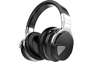 GarageRock E7 Active Noise Cancelling Headphones Bluetooth and Wireless Headphones Over Ear with Microphone Deep Bass, Comfortable Protein Earpads, 30 Hours Playtime for Travel/Work, Black