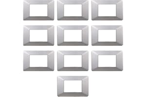 ELECTRON 10 Placche, 3 moduli/posti, Compatibile Con Vimar Plana, colore argento, Placche In plastica di alta qualità, 100% compatibile con i supporti e i moduli originali