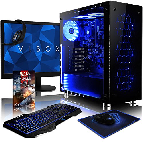 VIBOX Nebula GS570-74 Komplett-PC Paket Gaming PC - 3,5GHz Intel i5 Quad Core CPU, GTX 1070, leistungsfähig, Desktop Gamer Computer mit Spielgutschein, 22" HD Monitor, Gamer Tastatur & Mouse, Blau Innenbeleuchtung, lebenslange Garantie* (3,0GHz (3,5GHz Turbo) Superschneller Intel i5 7400 Kabylake Quad 4-Core Prozessor CPU, Nvidia GeForce GTX 1070 8GB Grafikkarte, 32GB DDR4 2133MHz RAM, 2TB Festplatte, 600W 85+ Netzteil, Gamemax Gehäuse, B250 Mainboard, Ohne Windows Betriebssystem)