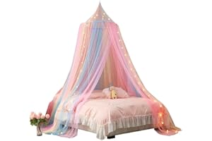 ZIQINPSQ Bed Canopy for Girls,Rainbow Canopy For Bed,Princess Mosquito Net Play Tent For Kids,Hanging Bed Net Cover For Girls Room Decor (Rainbow)