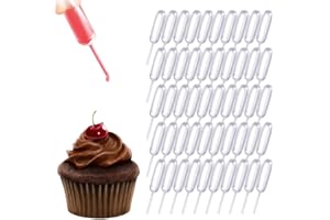 OUDQFCJ 100 Pièces Pipettes Plastique, Pipettes de Transfert, Pipettes Graduées, Pipettes Compte-gouttes à Presser, Pipettes Alimentaire pour Fraises, Chocolat, Confiture, Cupcakes (4 ml)