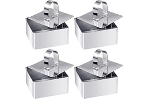 PAEFIU 4 Pezzi Anello per Torta Quadrato, 8 x 8 x 4 cm Coppapasta in Acciaio Inossidabile Riutilizzabile Coppa Pasta Professionali per Mousse Dessert Cioccolato Torta (Quadrato)