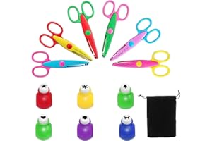 KHDULQ 12 Pièces Convient Pour Scrapbooks, Ensemble de Ciseaux D'Artisanat Enveloppes Ciseaux D'Artisanat Papiers Colorés Ciseau Enfant, Mini Perforatrice Papier, Livres Souvenirs Albums Photo